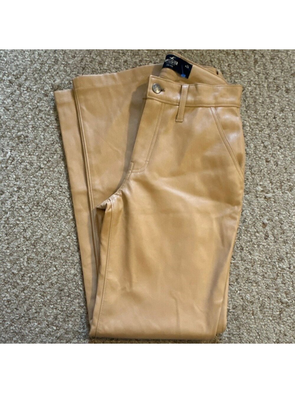 Beige faux Leather Hollister Pants Size W24